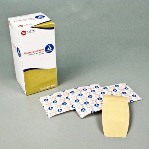 Adhesive Strip Dynarex 2 X 4-1/2 Inch Plastic Rectangle Tan Sterile - 50 Count by Dynarex