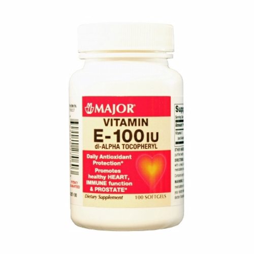 Vitamin Supplement Major Vitamin E 100 IU Strength Softgel 100 per Bottle 100 Softgels by Major Pharmaceuticals