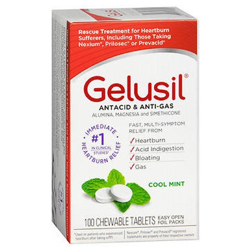 Gelusil Antacid Anti-Gas Tablets Cool mint 100 tabs by Gelusil