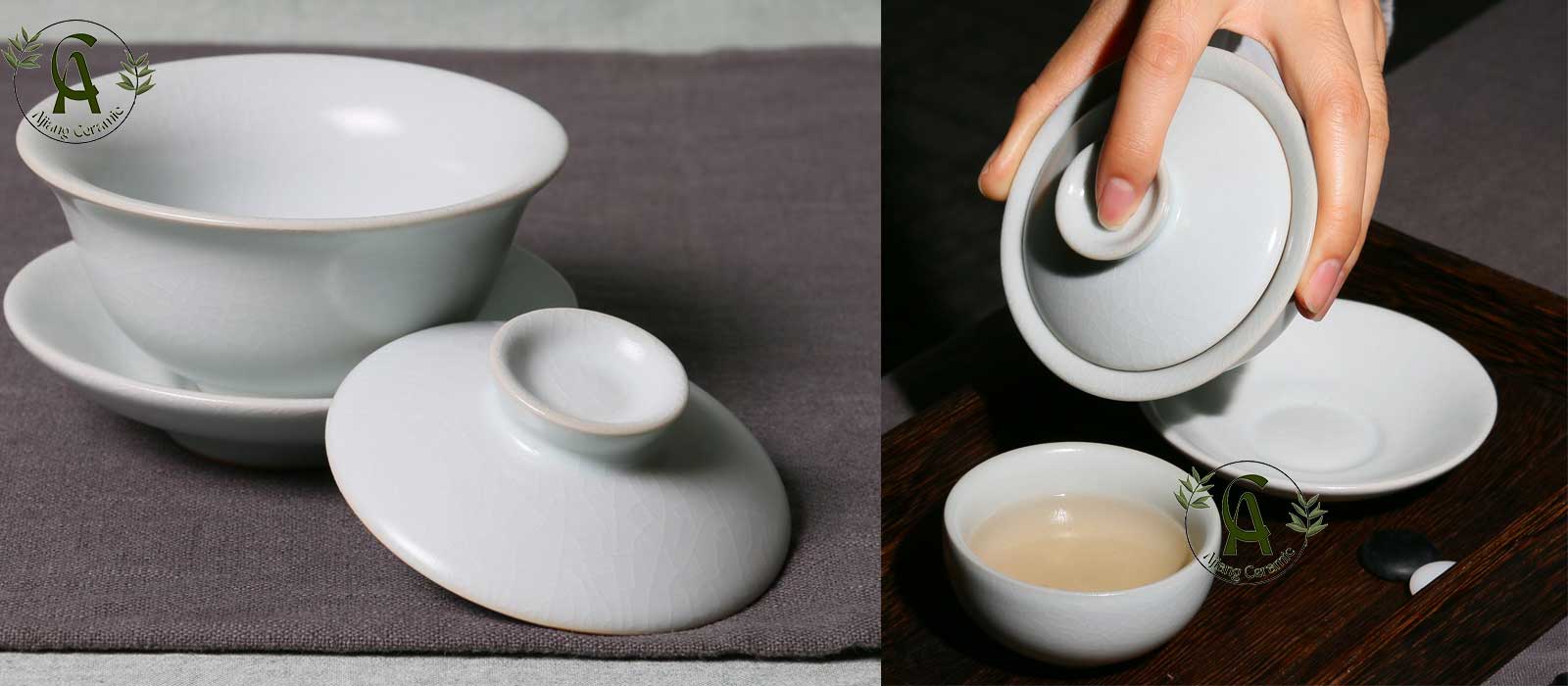 Chinese Ruyao Ceramic Gaiwan Tea Set-2