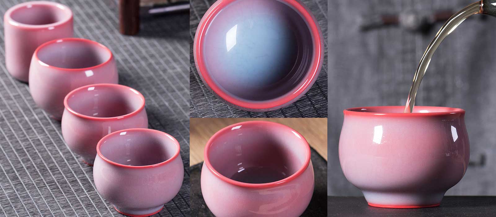 Longquan Pink Glaze Ceramic Tea Cup