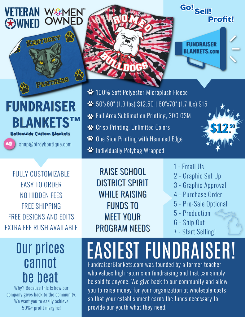 Fundraiser Fundraising School Custom Blankets Flyer