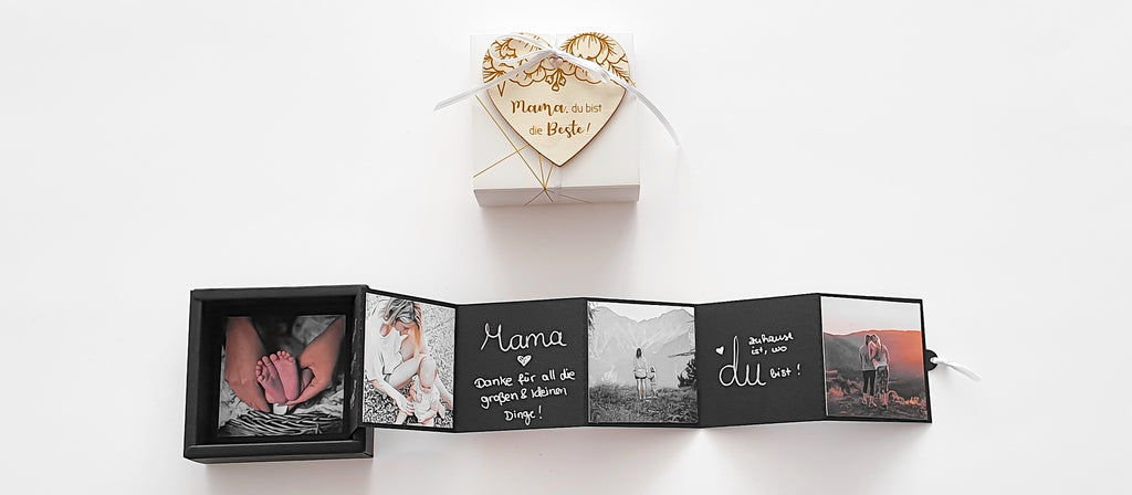 Geschenkbox Muttertag mit Fotos und Holzherz - Suzu Papers