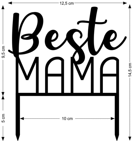 Größenangaben Cake Topper Beste Mama - Muttertag & Geburtstag Beste Mama Geschenk - Suzu Papers