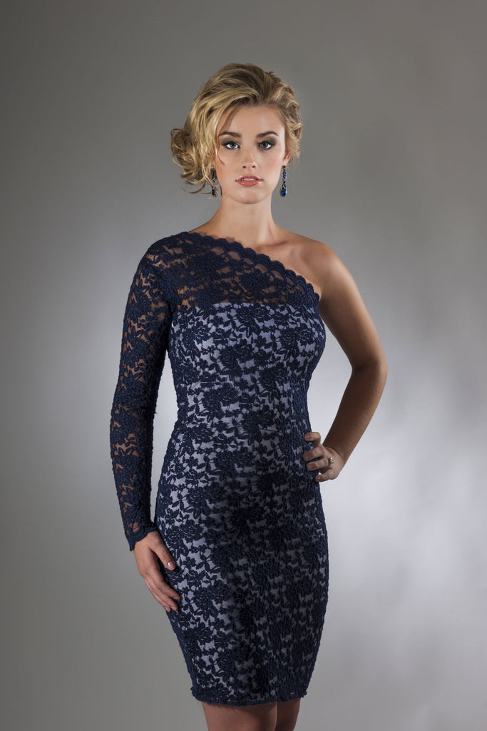 navy blue and white cocktail dress