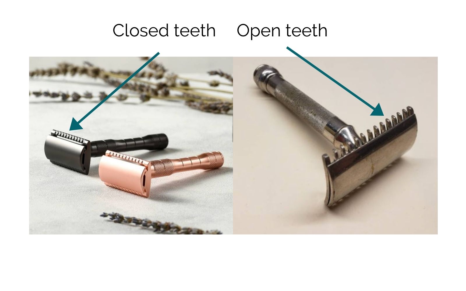 whats the difference between closed teeth and open teeth safety razors