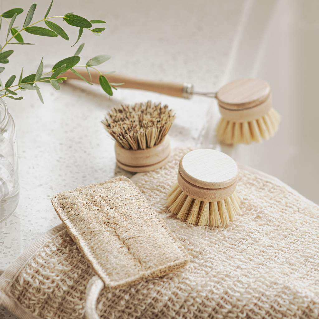 LESES Leses Dish Brush Natural Bamboo Dish Scrub Brush Set With