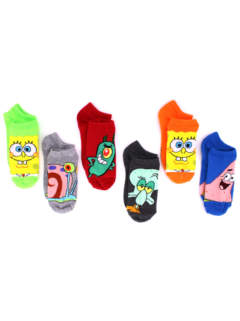 SpongeBob SquarePants Boys No Show Socks, 16-Pack, Sizes S-L 