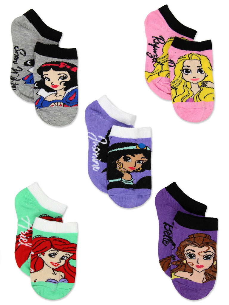 Disney Princess Girls Toddler 6 Pack No Show Socks Set (Small (4-6),  Multicolor No Show)