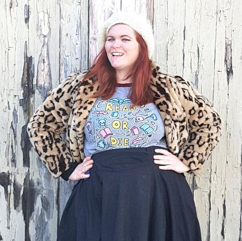 read or die. this raglan is available in plus sizes and printed in melbourne
