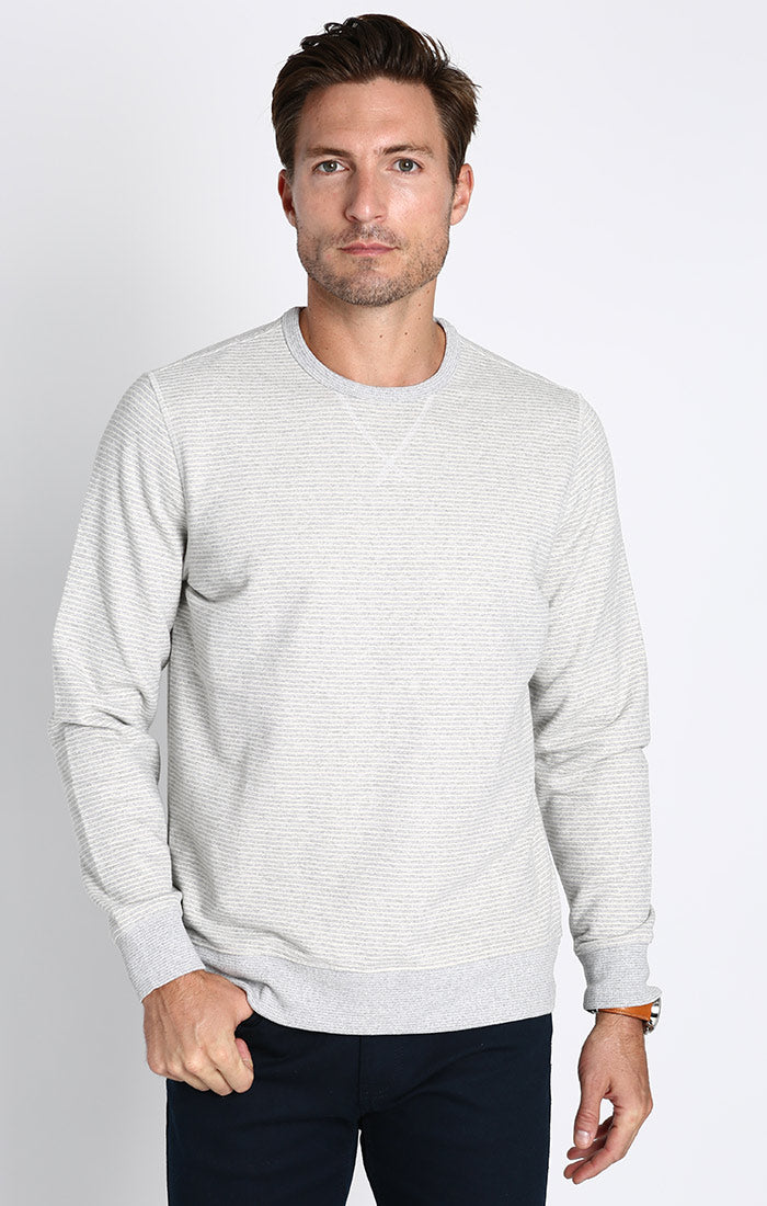 Image of Cream Striped Sustainable Fleece Crewneck