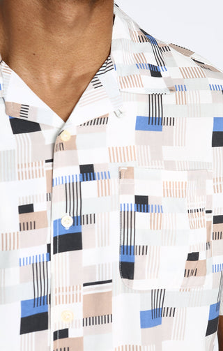 Blue Tropical Print Rayon Short Sleeve Camp Shirt – JACHS NY