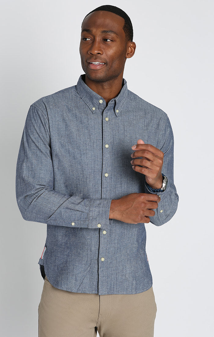 Image of Indigo Stretch Chambray Long Sleeve Shirt