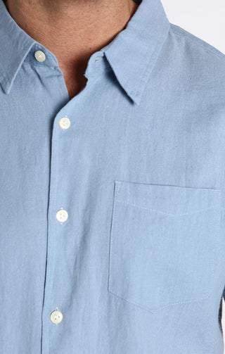 Blue Linen Short Sleeve Shirt – JACHS NY