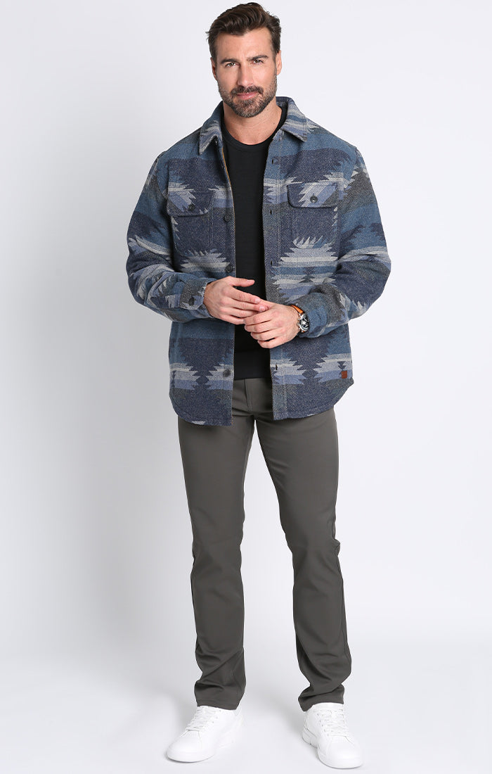 Indigo Aztec Wool Blend Shirt Jacket