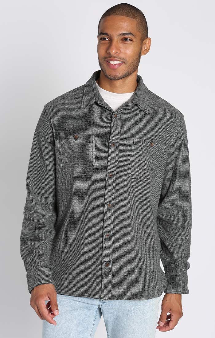 Image of Charcoal Knit Flannel Shirt
