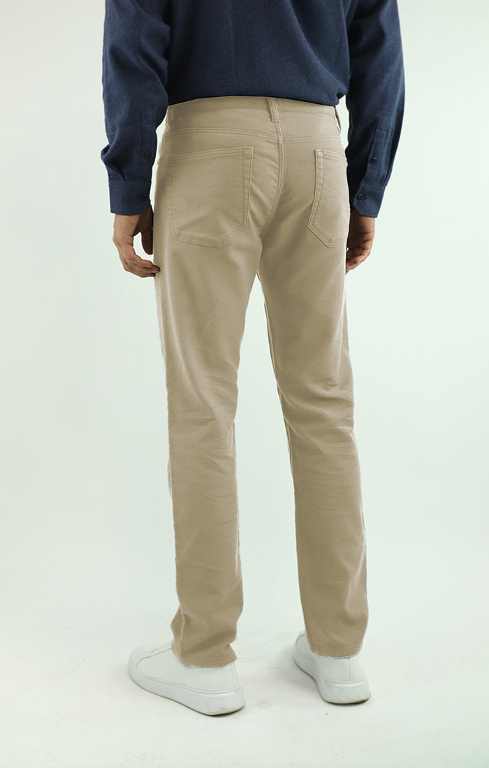 Khaki Stretch Straight Fit 5 Pocket Twill Pant