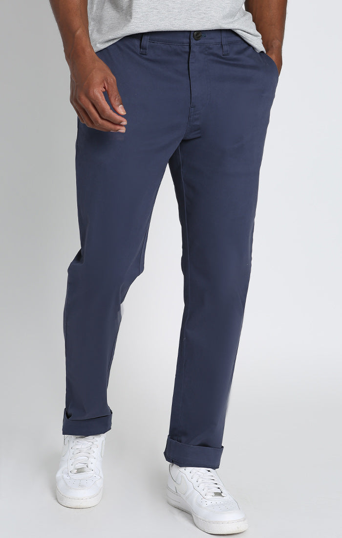 Image of Indigo Bowie Straight Fit Stretch Sateen Chino Pant