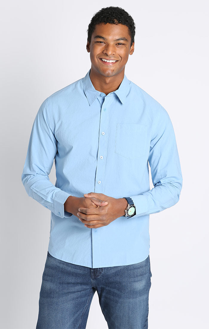 Image of Light Blue Paper Touch Long Sleeve Shirt