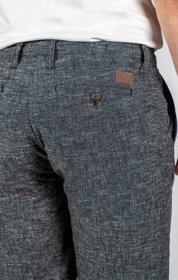 Grey Linen Glen Plaid Short