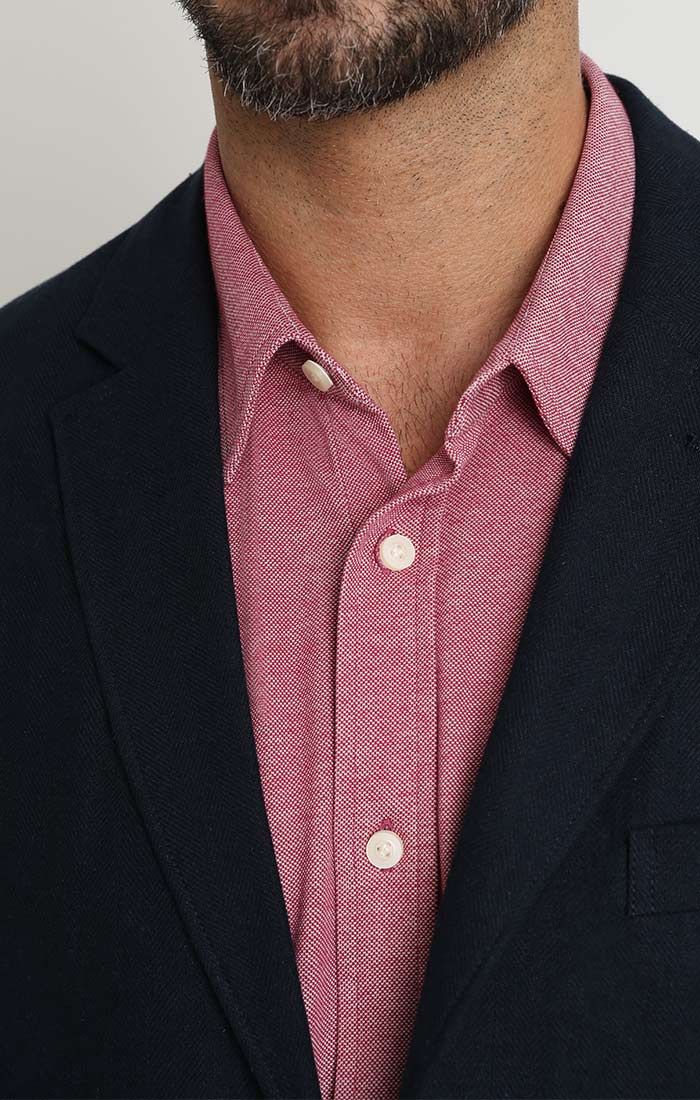 Navy Linen Blend Herringbone Blazer