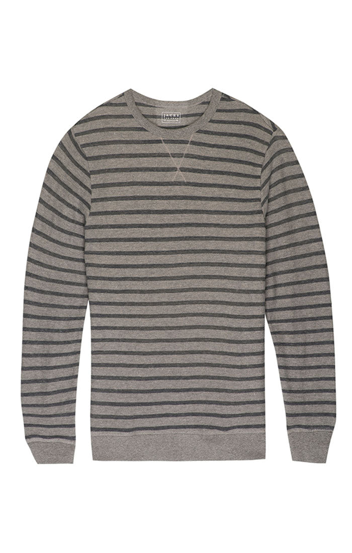 Image of Grey Stripe French Terry Crewneck