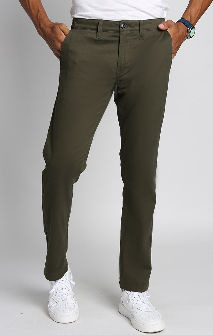 Forest Green Stretch Straight Fit Bowie Chino – JACHS NY