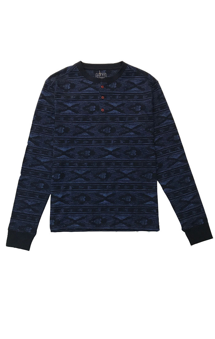 Image of Dark Indigo Jacquard Raglan Henley