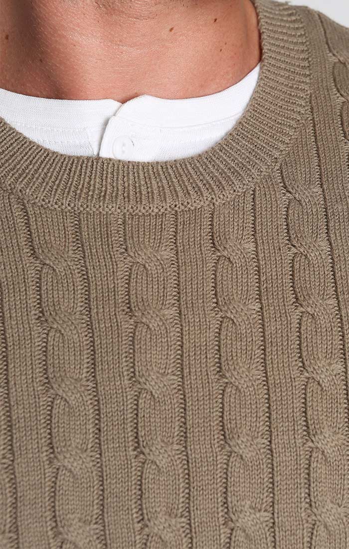 Brown Cotton Cashmere Cable Knit Sweater – JACHS NY