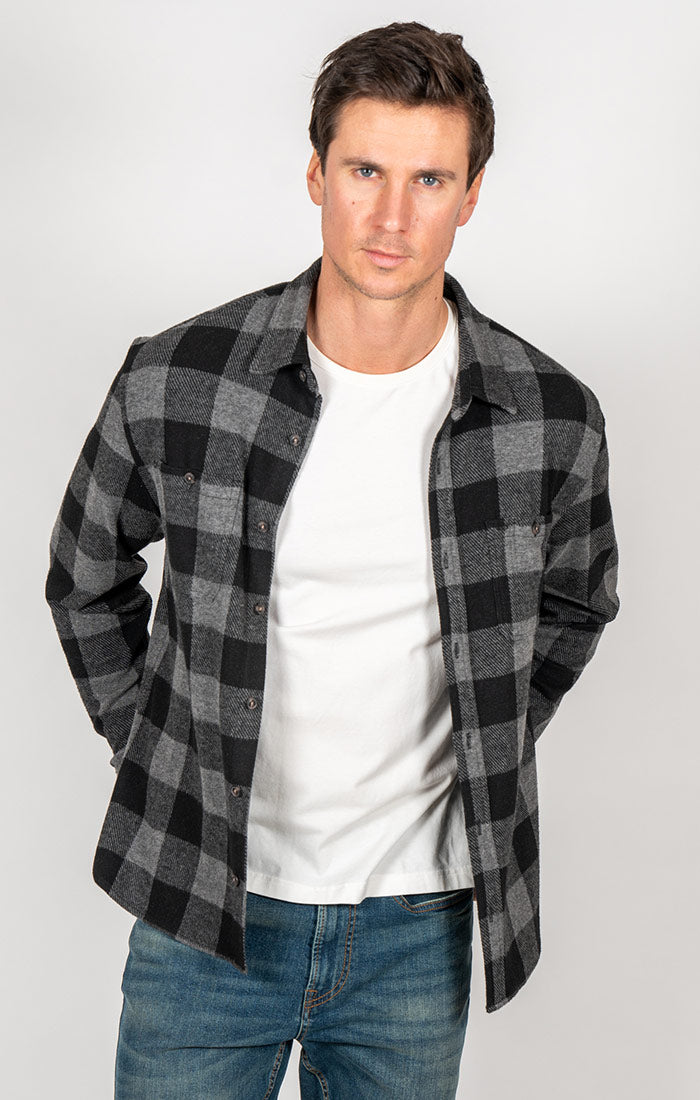 Charcoal Buffalo Plaid Knit Flannel Shirt – JACHS NY