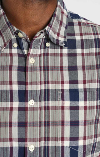 Dark Navy Plaid Madras Short Sleeve Shirt – JACHS NY