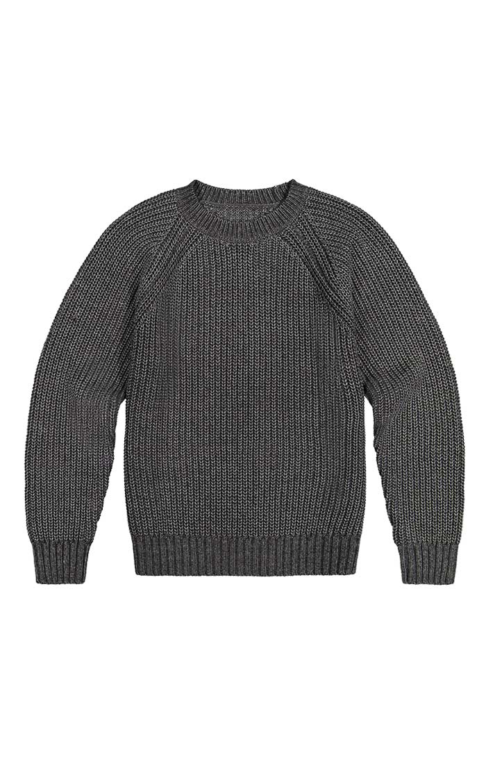 Charcoal Marled Ribbed Crewneck Sweater