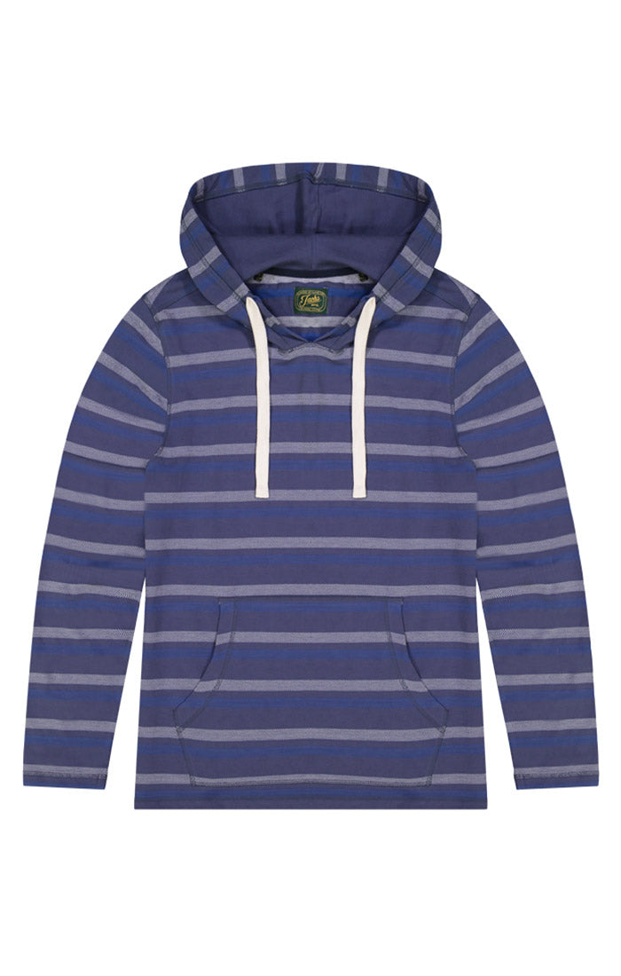 Image of Blue Herringbone Stripe Hooded Pullover