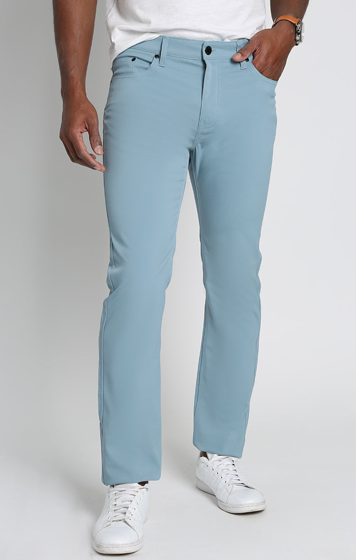 Teal Straight Fit 5 Pocket Tech Pant