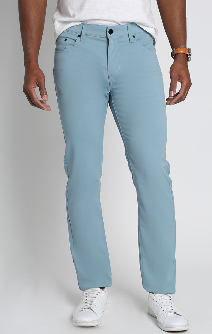 Teal Straight Fit 5 Pocket Tech Pant