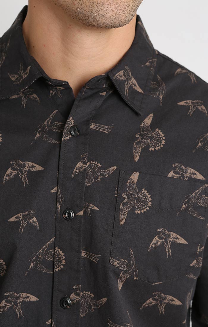 Image of Bird Print Chambray Shirt