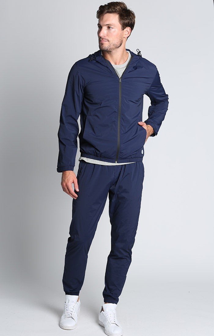 Navy Nylon Spandex Stretch Jogger