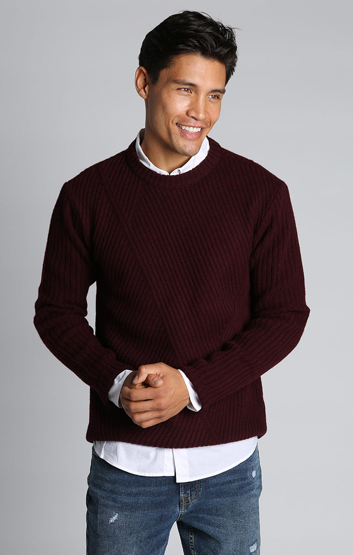Tropisch vergeven voetstuk Burgundy Dynamic Ribbed Crewneck Sweater – JACHS NY