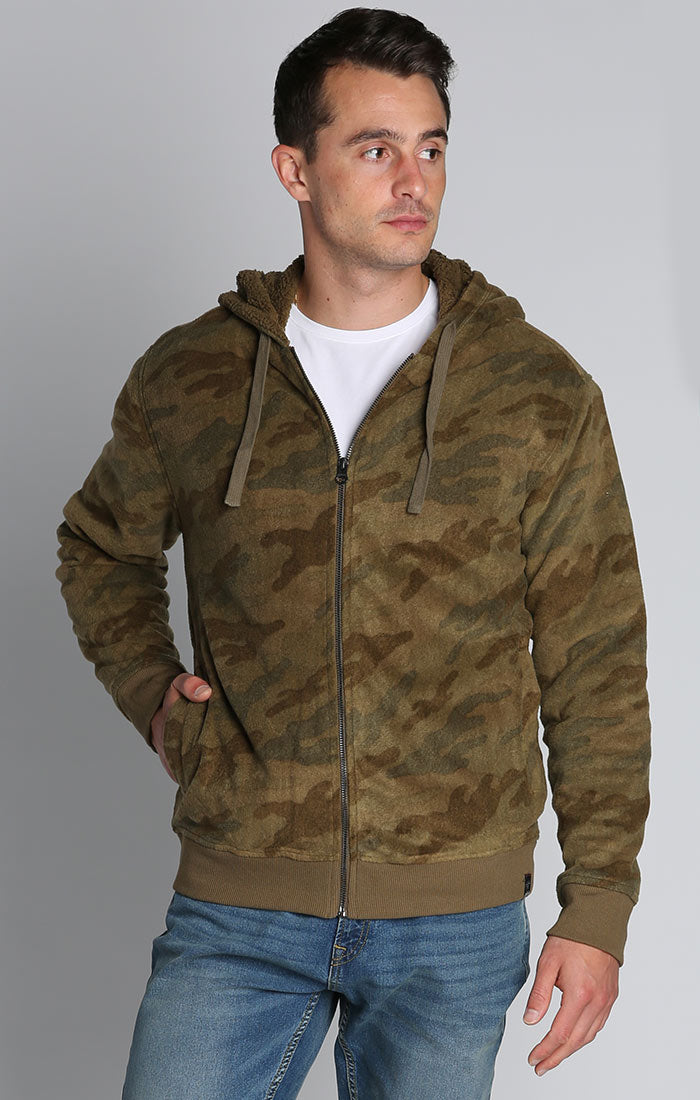 sherpa lined camo hoodie