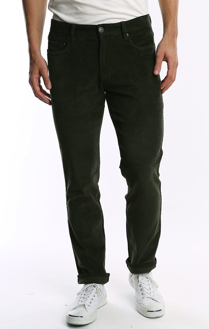 Image of Olive Straight Fit Stretch Corduroy Pant