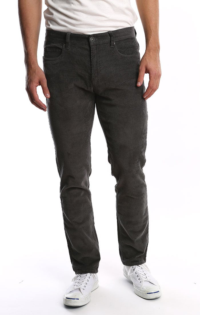 Image of Grey Straight Fit Stretch Corduroy Pant