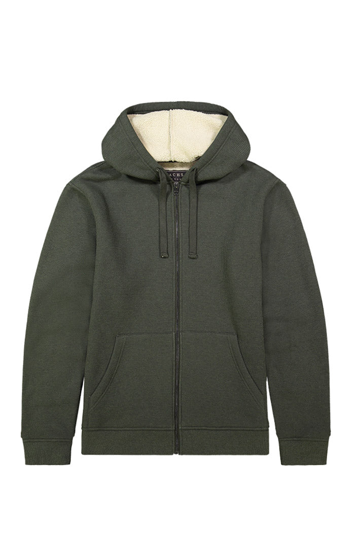 Olive Waffle Sherpa Lined Hoodie Jachs Ny