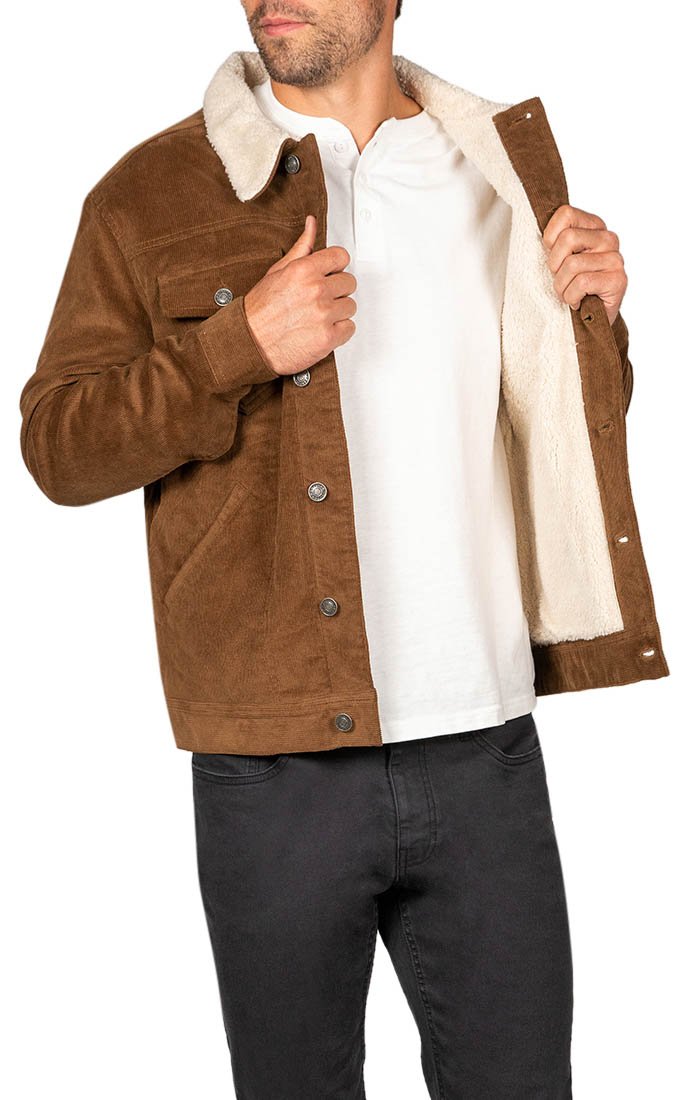 trucker jacket in stretch corduroy