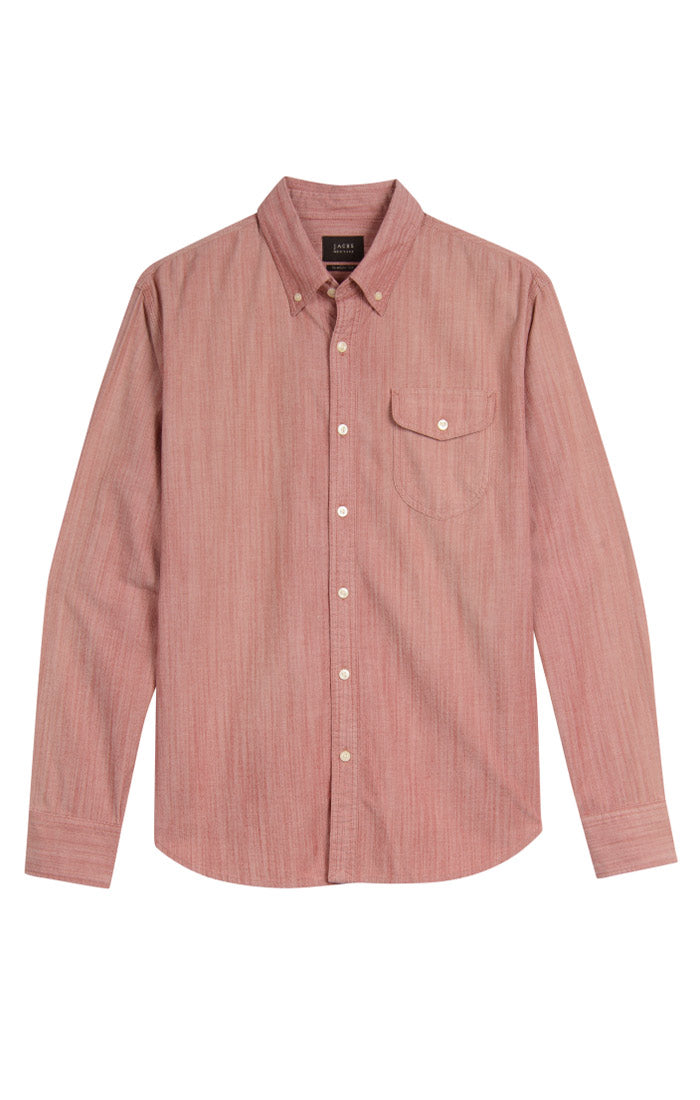 Image of Red Stretch Chambray Shirt