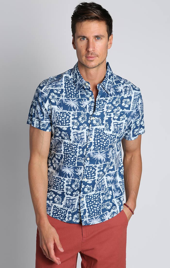 Leaf Print Rayon Short Sleeve Shirt – JACHS NY