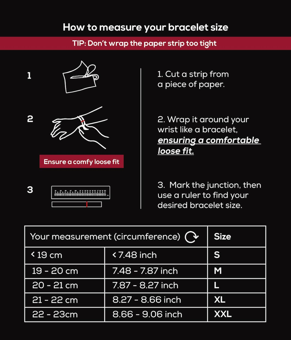 mens bracelet size chart to find your wrist size at home