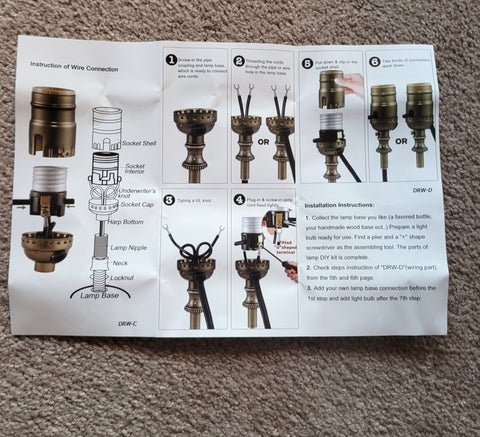 Photo of lamp wiring instructions