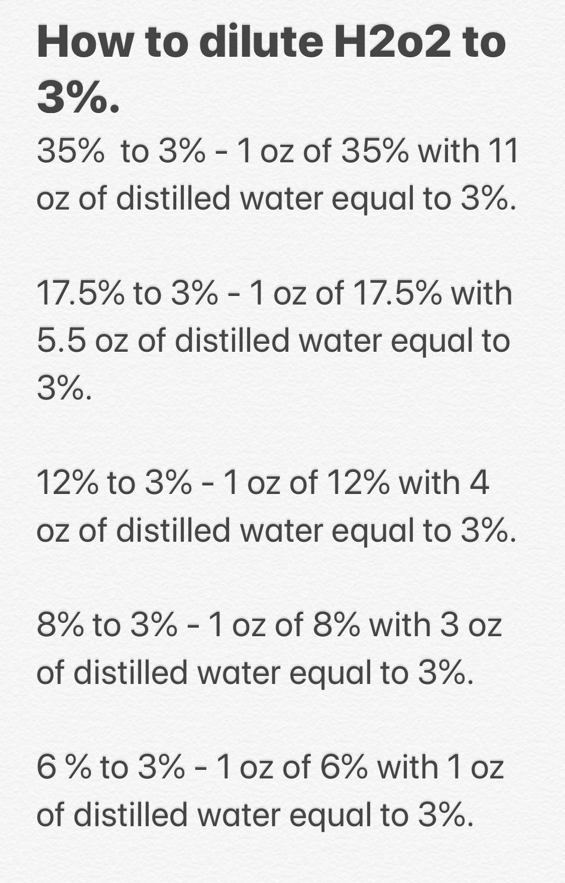 How to dilute Hydrogen Peroxide To 3 The One Minute Miracle