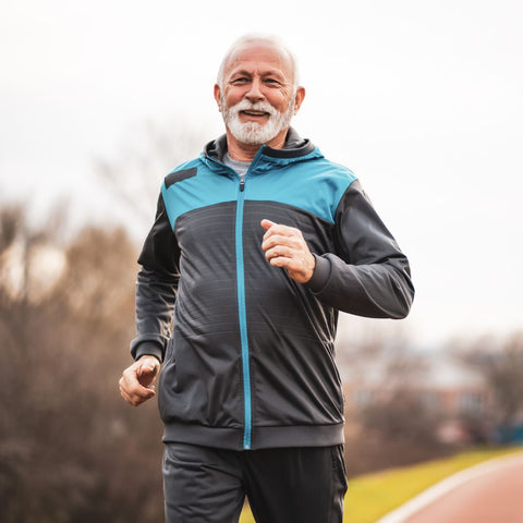 Older person on a run outside