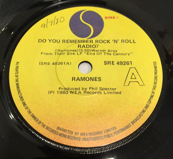 RAMONES - Do You Remember Rock 'N' Roll Radio? / Let's Go (SECONDHAND) –  Flying Out